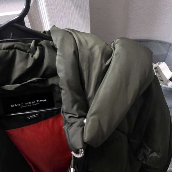 Andrew Marc Olive Green Hooded Puffer Jacket - Picture 3 of 7